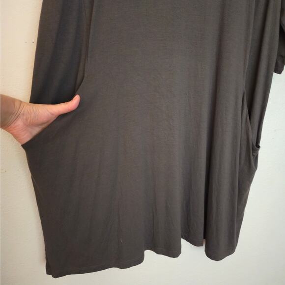 Eileen Fisher V-Neck A-Line Dress Size XL Gray Elevated Casual Jersey Shift - Picture 6 of 12